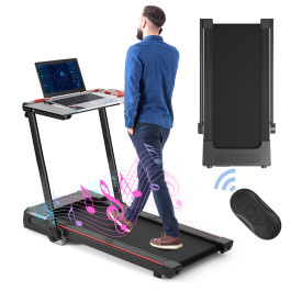 3-in-1 Folding Treadmill with Large Desk and LCD Display