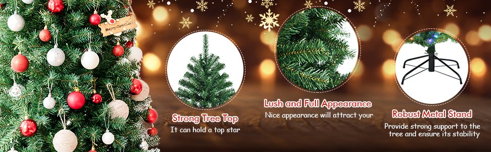 Artificial Hinged Christmas Tree with Remote-Controlled Color-Changing LED Ligh