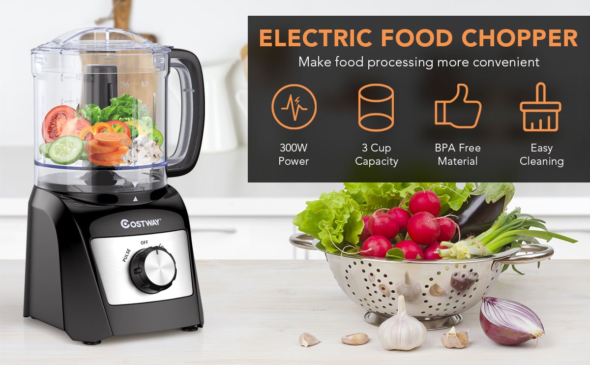 3-Cup Electric Food Processor Vegetable Chopper with Stainless