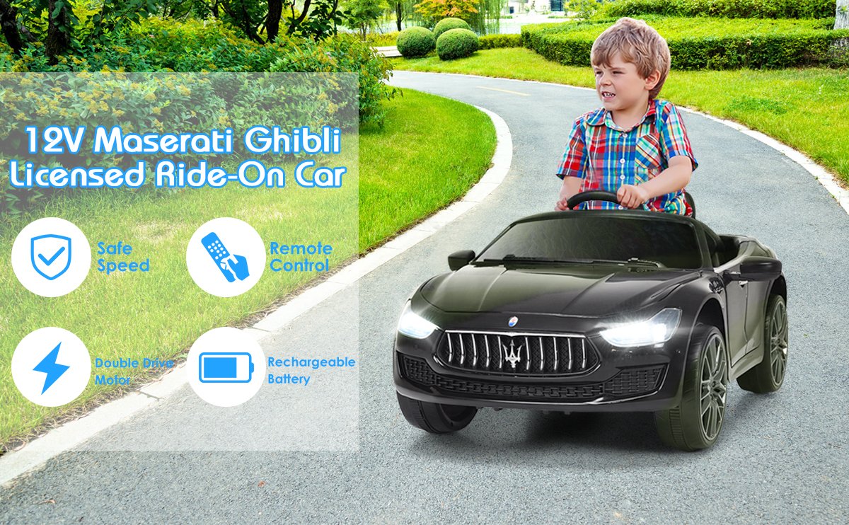 12 V Remote Control Maserati Licensed Kids Ride on Car - Costway