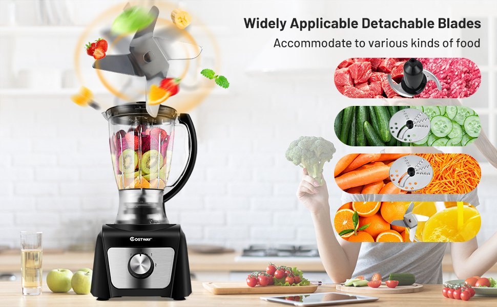 Blender and Food Processor Combo, 500W 8 in 1 Smart Kitchen Blender with 2  Speed