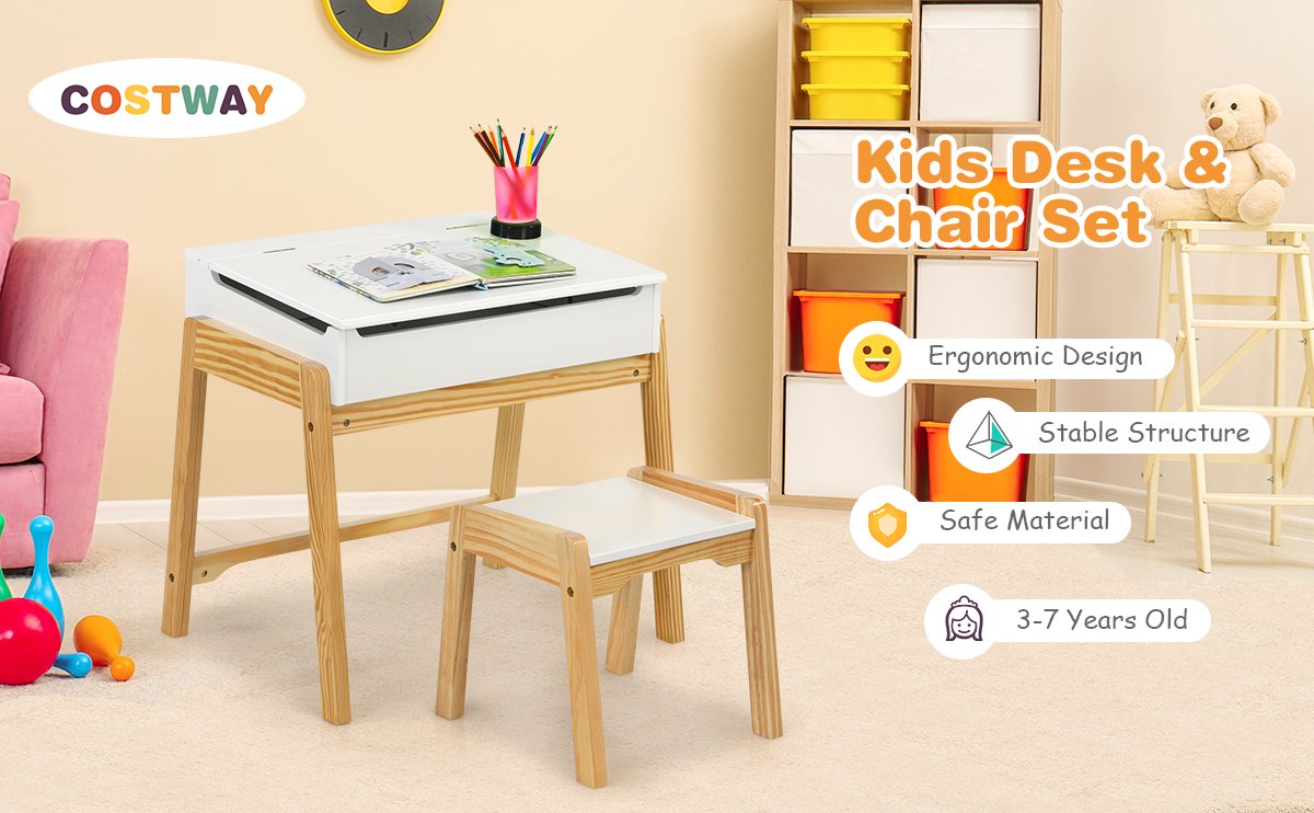 Little Kids Art Craft Desk Meals Study Table Chair Set w/ Storage Shelves,  Green, 1 Unit - Pay Less Super Markets
