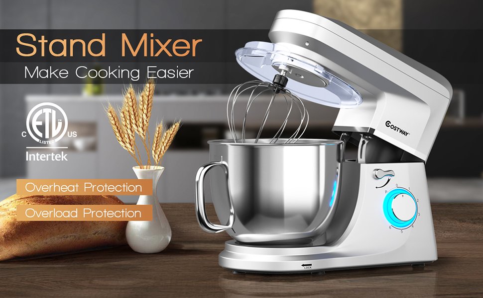 Stand Mixer, 7.5 Quart Electric Mixer, 6+1 Speed 660W Tilt-Head Kitchen  Food Mixers with Whisk, Dough Hook 