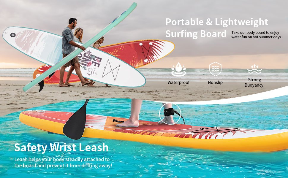 10.5' Inflatable Stand Up board with Aluminum Paddle Pump - Costway
