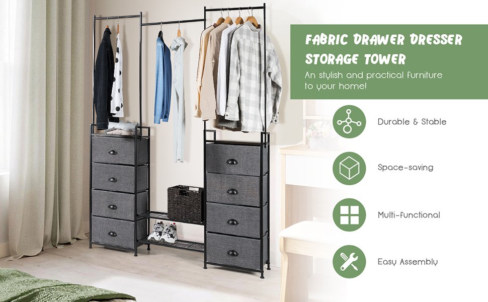 YOHOM Rolling Fabric Dresser 3 Drawers Portable Closets Stackable Wardrobe  Storage Folding Clothes Drawer Organizers, Small Space Decor (Thick + Solid  + Small) : : Home