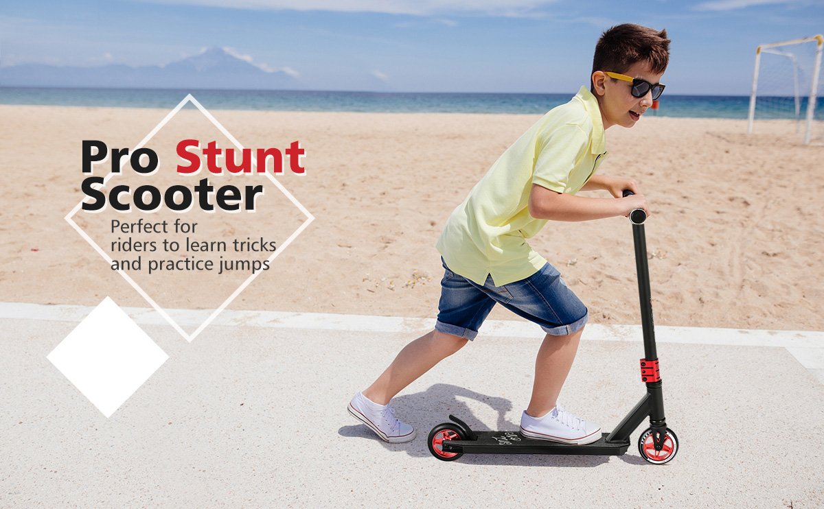 RideVOLO Pro Stunt Scooter with Ultra 5.5/6.7 Wide Aluminum Deck for 8+  Teens and Adults, Trick Scooter with Aluminum Core Wheel, HIC Compression