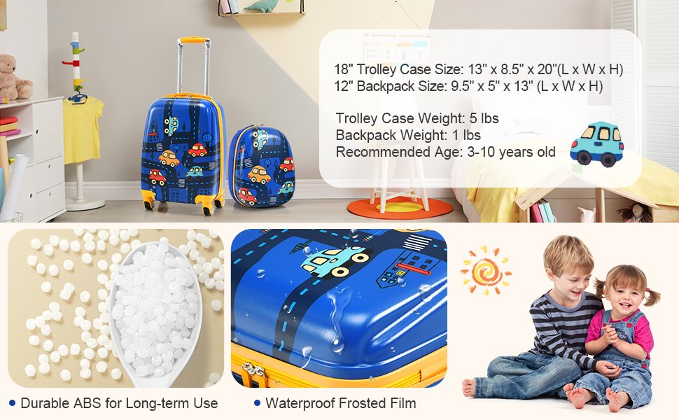 2 Pieces Kids Luggage Set with Backpack and Suitcase for Travel