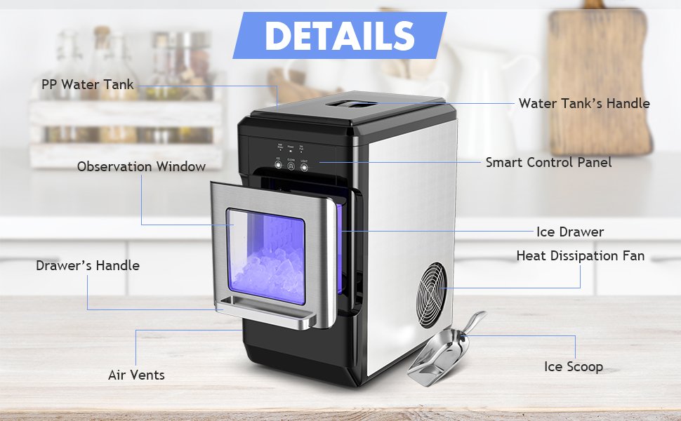 Ice Maker Countertop 44lbs Per Day with Ice Shovel and Self