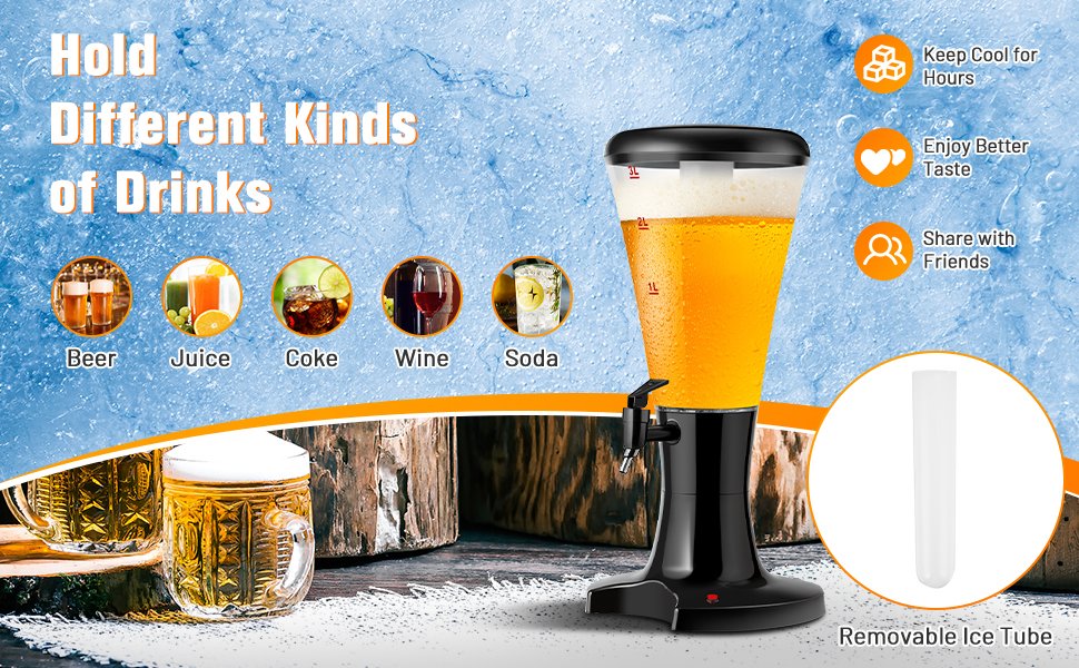 Beer Tower Beverage Dispenser with Cooler - Brilliant Promos - Be Brilliant!