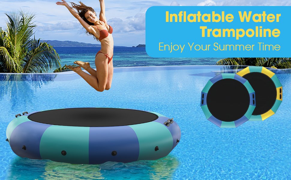 prinses wrijving soep 10 Feet Inflatable Splash Padded Water Bouncer Trampoline - Costway