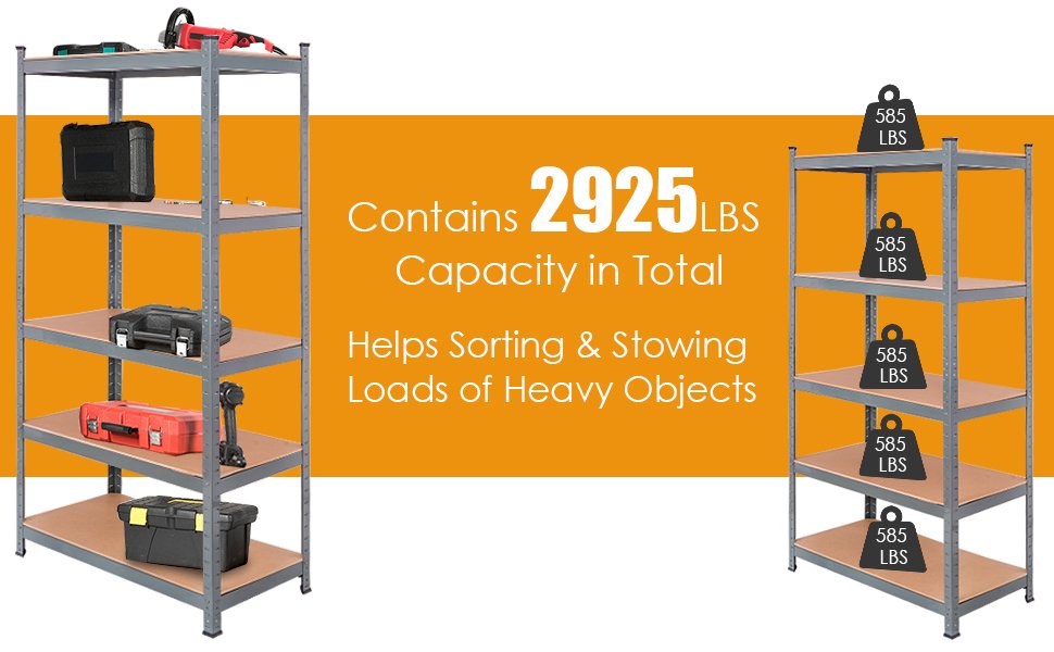 71 inch Heavy Duty Steel Adjustable 5 Level Storage Shelves - Costway