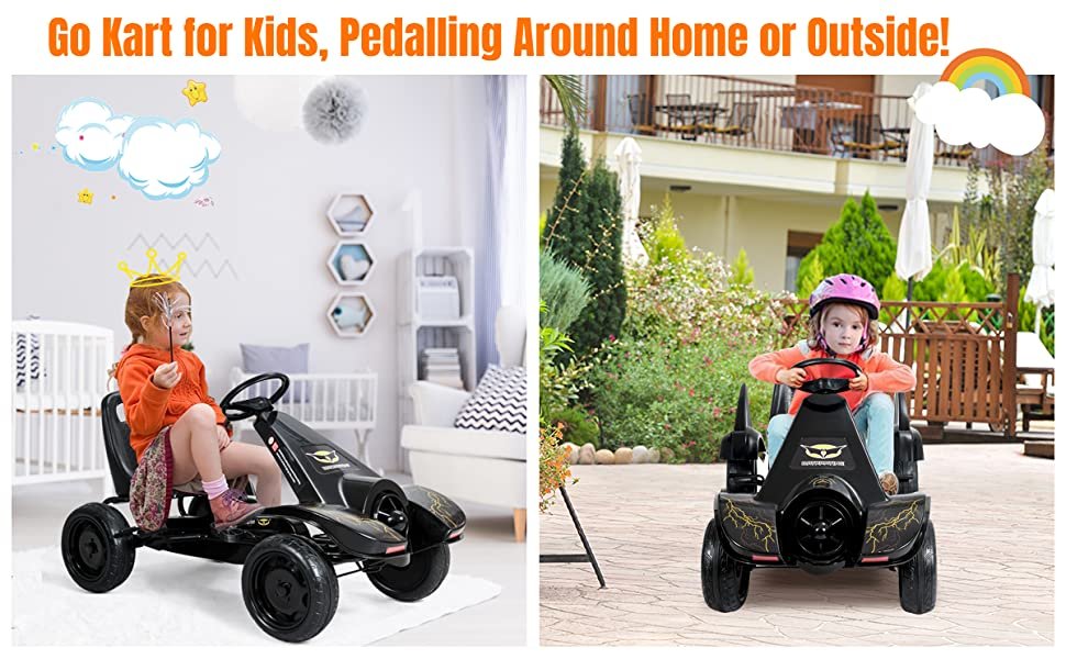 Kids Ride on 4 Wheel Pedal Powered Go Kart - Costway