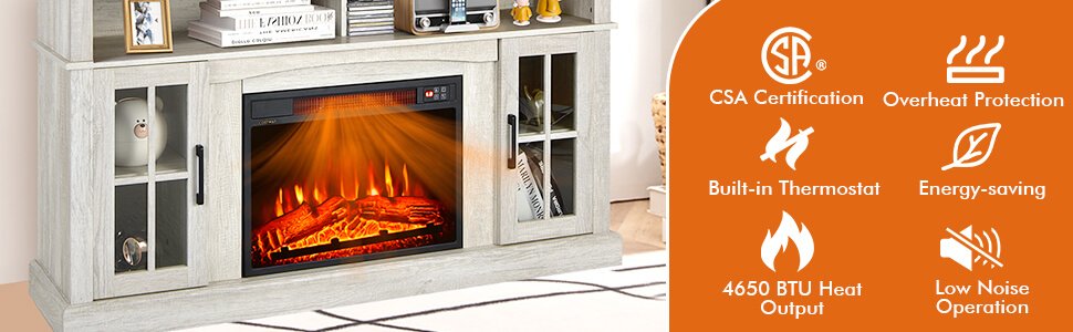 Fireplace TV Stand with 1400W Electric Fireplace