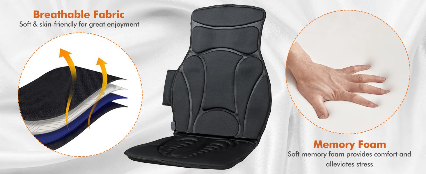 Costway Vibration Massage Seat Cushion Car 10 Vibration Motors Seat Back  Massager
