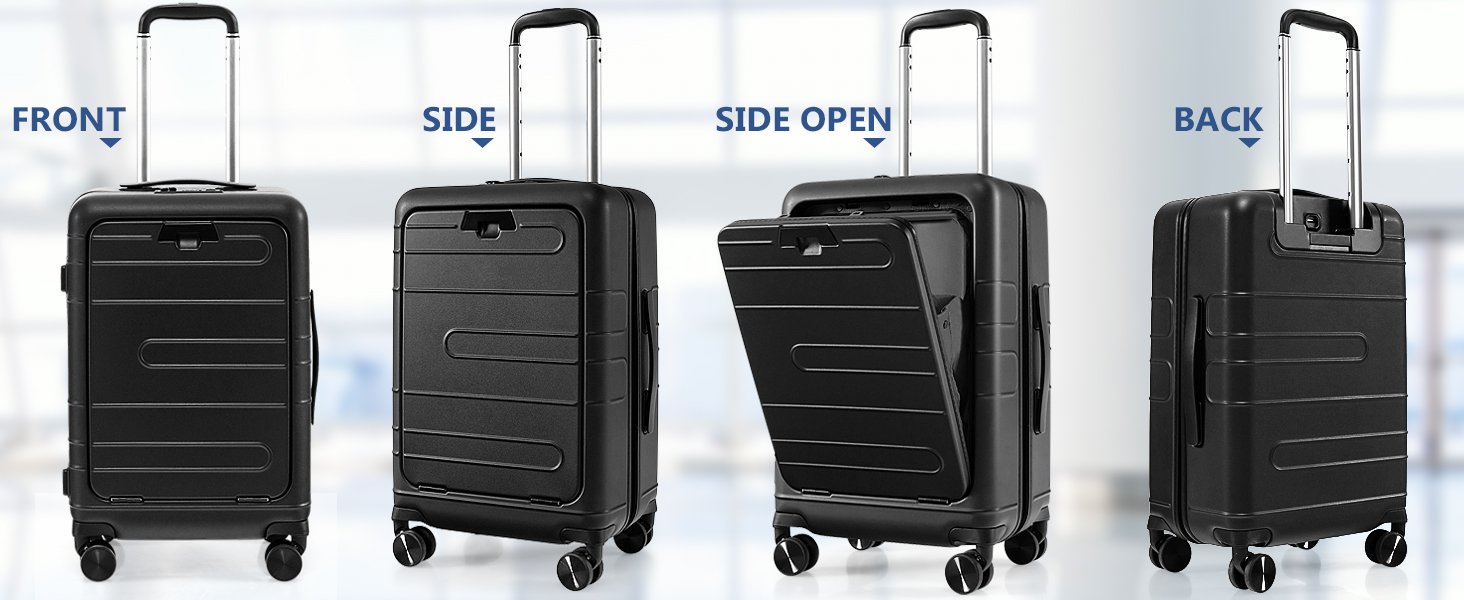 20 Inch Carry-on Luggage PC Hardside Suitcase TSA Lock with Front ...