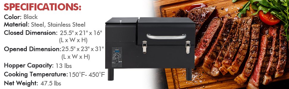 Costway Movable Pellet Grill and Smoker with Temperature Probe - Black – US  Fireplace Store