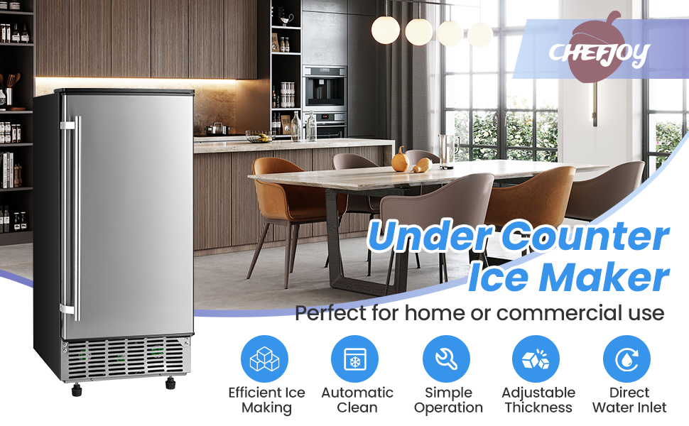 115V Free-Standing Undercounter Built-In Ice Maker with Self