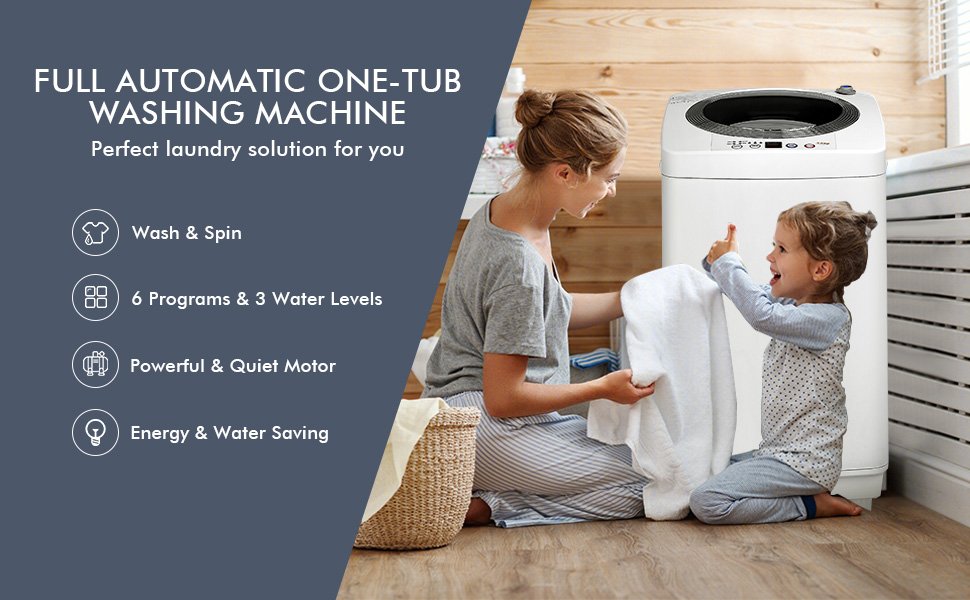 Fully Automatic Mini Portable Single-Tub Laundry Washing Machine