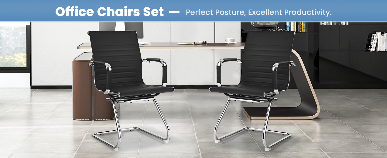 Set of 2 Heavy Duty Conference Chair with Protective Arm Sleeves