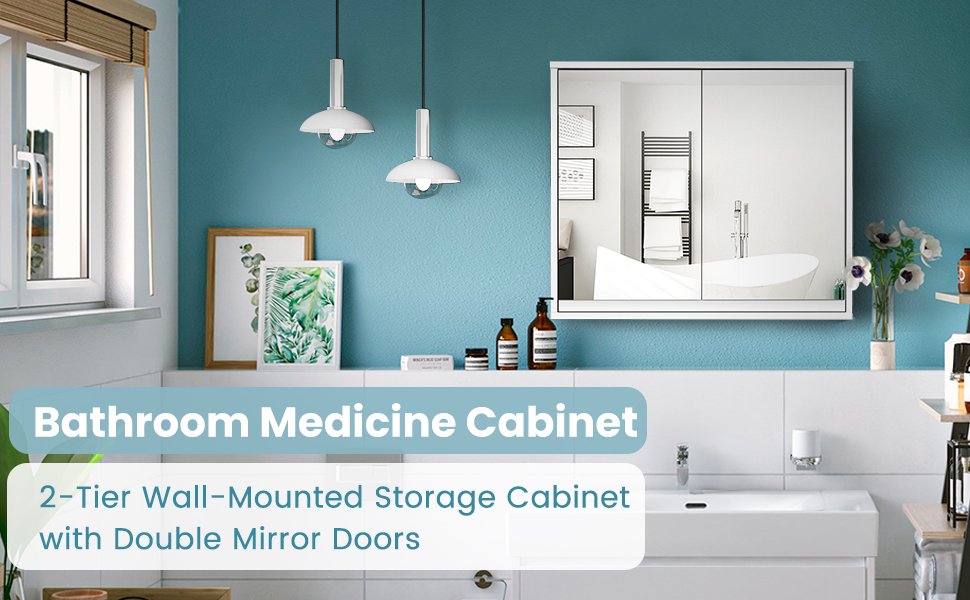 4 Tier Large Bathroom Medicine Cabinet With Mirror