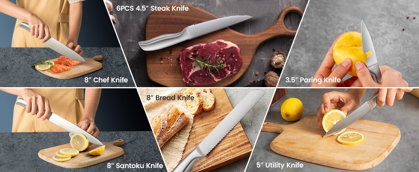 Costway 14-Piece Kitchen Knife Set Stainless Steel Knife Block Set