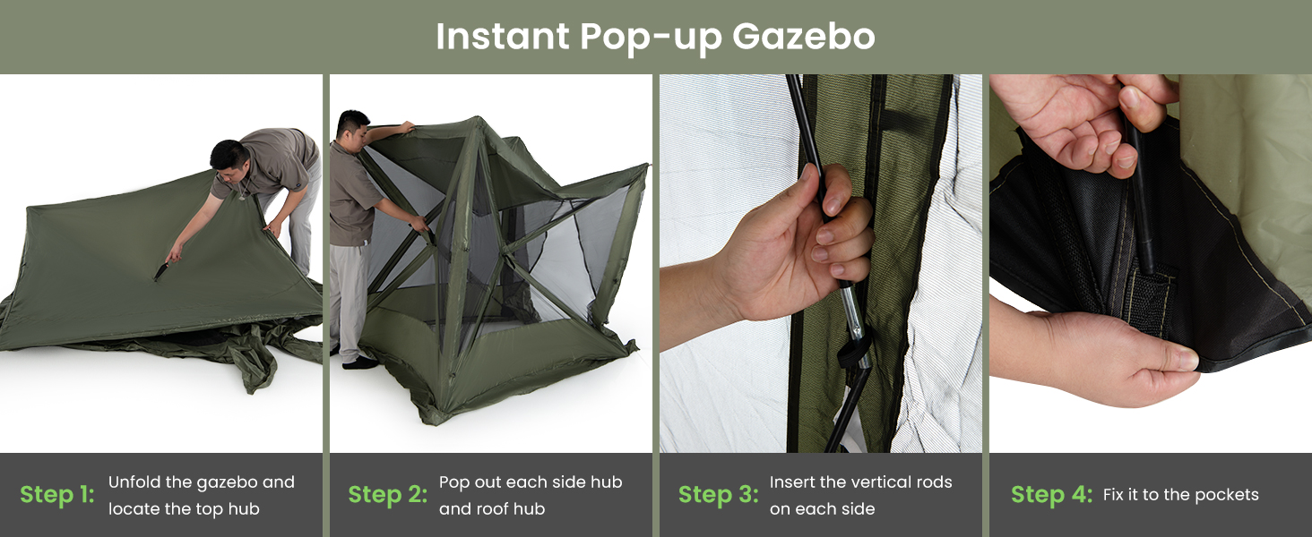 6.7 x 6.7 Feet Pop Up Gazebo with Netting and Carry Bag