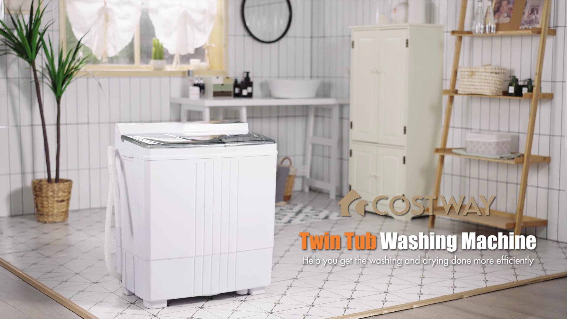 Twin Tub Portable Washing Machine 21lbs Capacity, Mini Washer(14.4lbs)&Spiner(6.6lbs),  Built-in Drain , Semi-Automatic - AliExpress